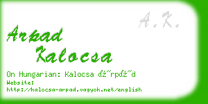 arpad kalocsa business card